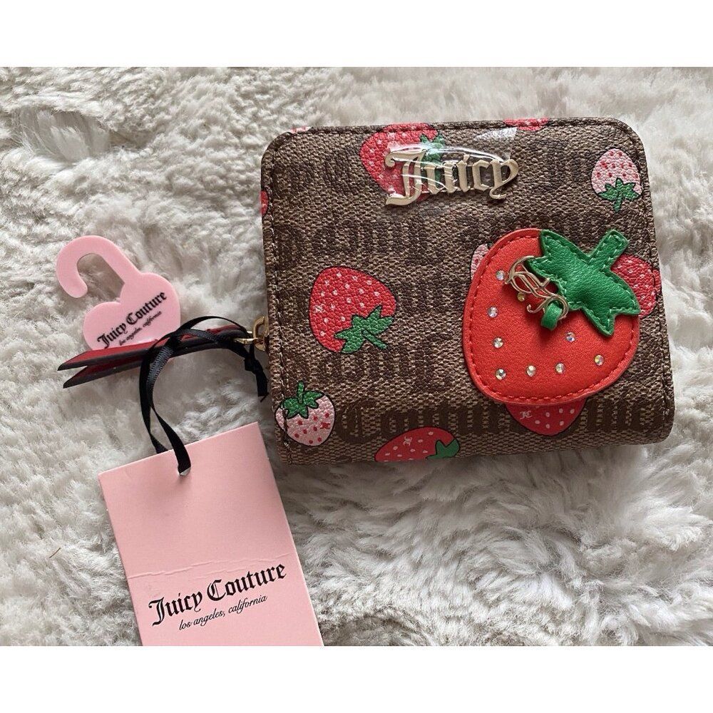 Juicy Couture Chestnut Chino Cool Red Freshly Picked Small Zip Around Wallet NEW